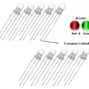 10 x 5mm Bi Colour Red & Green Clear Common Cathode LEDs 3 Pin UK