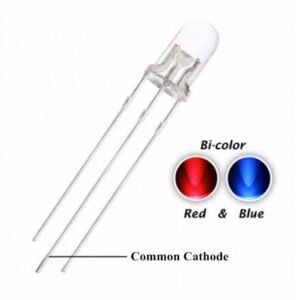 10 x 5mm Bi Colour LED Red & Blue Water Clear Common Cathode 3 Pin UK