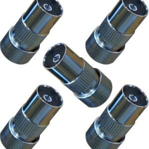 5 x Female TV RF Coaxial Plugs Aerial Coax Sockets Nickel Plated Connectors