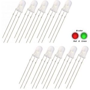 10 x 5mm LED Bi-Colour Red & Green Diffused Common Anode 3 Pin UK