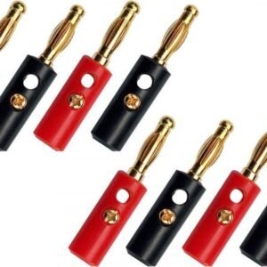 8x Gold Plated Banana Plugs 4mm Speaker Wire Connectors Screw Type HiFi UK Stock