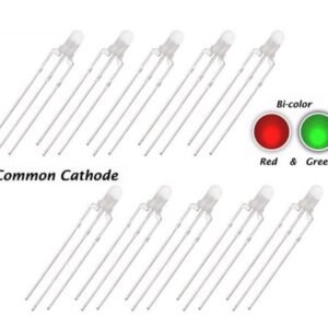 10 x 3mm LED Bi Colour Red & Green Diffused Common Cathode 3 pin
