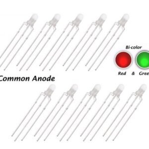 10 x 3mm Bi Colour LED Red & Green Diffused Lens Common Anode 3 Pin UK