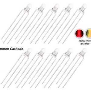 10 x 3mm Bi Colour LED Red & Yellow Diffused Lens Common Cathode 3 Pin