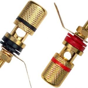 Pair Gold Speaker Binding Posts Insulated Panel Mount Banana Plug Terminals UK