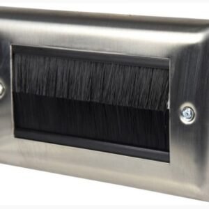 Brushed Steel Double Gang Brush Wall Plate AV Cable Tidy Faceplate Outlet