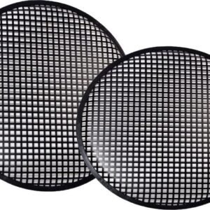 Pair of 15" Speaker Grills Subwoofer Metal Mesh Covers Black Steel Rubber Edge
