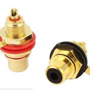 Pair Gold RCA Phono Female Chassis Insulated Socket Panel Mount Red & Black