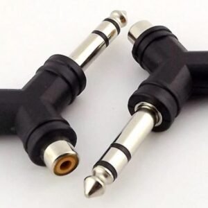 Pair RCA Phono Female to 6.35mm 1/4" Stereo Male Jack Plug Adapters Audio UK