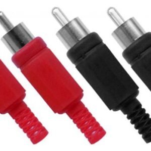 4 x RCA Phono Male Inline Cable Plugs Solder Connectors HiFi Audio Red Black