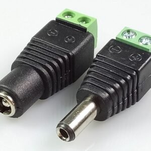 Pair DC Socket Plug to Screw Terminal Connectors 2.1mm x 5.5mm CCTV Female Male