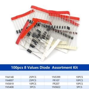 100PCS Fast Switching & Schottky Diode Kit 1N4148 1N4007 1N5819 FR107 FR207 1N54