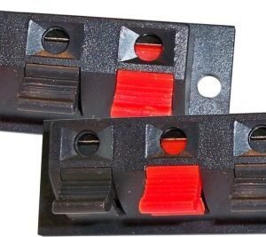 Pair of Dual Spring Speaker Terminal Plates Red/Black Clamp HiFi Audio Cable UK