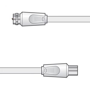 2m F Plug to Coaxial RF Plug Lead Cable White DBox Eurovox Sat TV Adapter