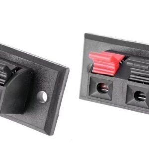 Pair of Stereo Spring Speaker Terminal Plates Red/Black Clamp HiFi Audio Cable U