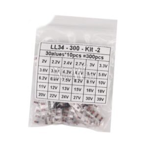 300pcs SMD LL34 Zener Diode Kit 0.5W 2V–39V 30 Values x 10pcs ESD Safe 1/2W