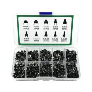 200pcs Tactile Switch 6 x 6mm 10 values Push Button Switch Kit 4.3mm to 13mm DIP