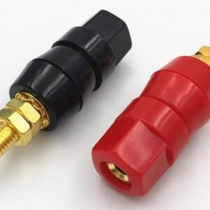 Pair Large Gold Speaker Binding Post Terminal Connector 4mm Red Black Banana