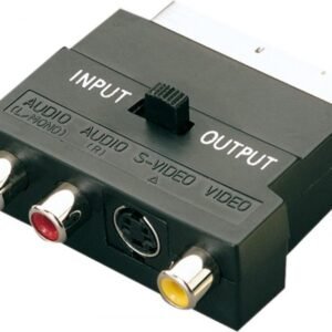 SCART to 3 RCA Phono & S-Video Adapter Switchable In/Out AV Converter