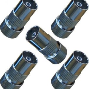5 x Female TV RF Coaxial Plugs Aerial Coax Sockets Nickel Plated Connectors