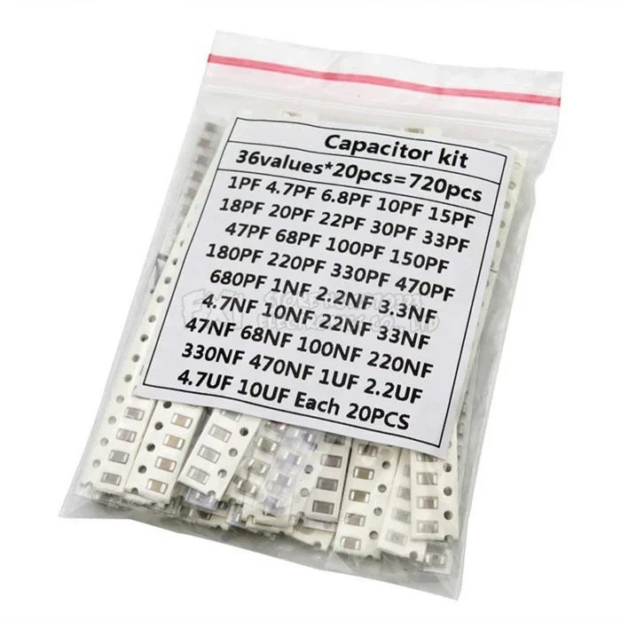 1206 SMD Ceramic Capacitors Kit 1pF to 10uF 36 Values x 20pcs = 20pcs Assorted