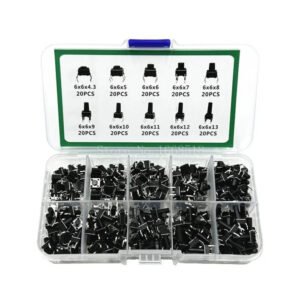 200pcs Tactile Switch 6 x 6mm 10 values Push Button Switch Kit 4.3mm to 13mm DIP