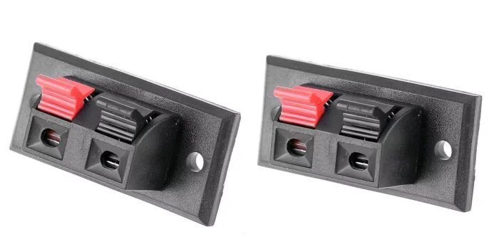 Pair of Stereo Spring Speaker Terminal Plates Red/Black Clamp HiFi Audio