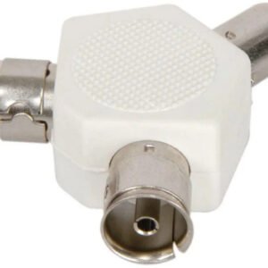 2 Way TV Aerial Coaxial Splitter RF Y Adapter Male to 2 Female 75 Ohm