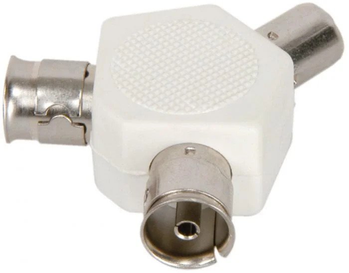 2 Way TV Aerial Coaxial Splitter RF Y Adapter Male to 2 Female 75 Ohm