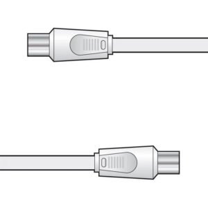 White 2m TV Aerial Coaxial Lead Male to Male RF Plug 75 Ohm Cable
