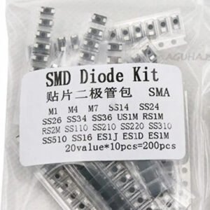 200pcs SMD Diode Assorted Kit 20 Values x 10pcs M1 M4 M7 SS14 SS24 SS34 SS36 US1