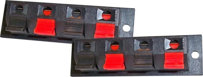 Pair of Dual Spring Speaker Terminal Plates Red/Black