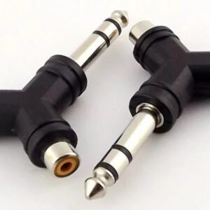 Pair RCA Phono Female to 6.35mm 1/4" Stereo Male Jack Plug Adapters Audio UK