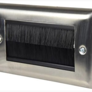 Brushed Steel Double Gang Brush Wall Plate AV Cable Tidy Faceplate Outlet